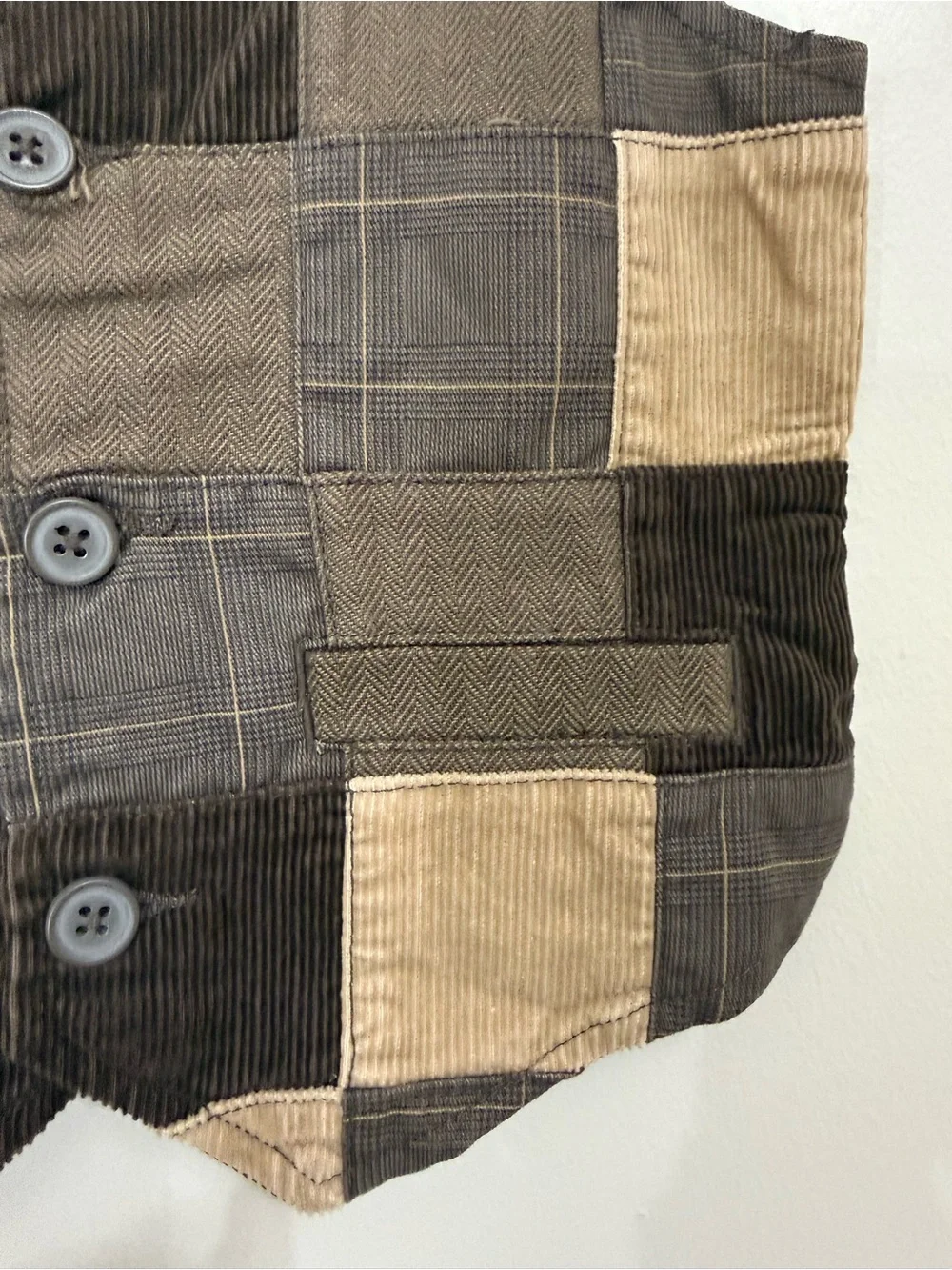 Gymboree Boys XS3-4 Patchwork Vest 100% Cotton Front NWT Brown Tan.